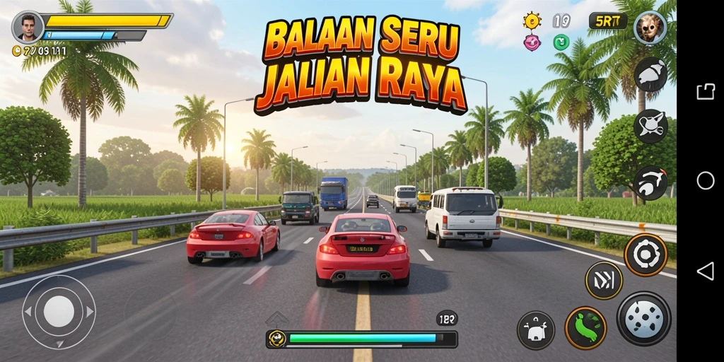 Tangkapan layar 5RT menampilkan aksi balapan yang mendebarkan.