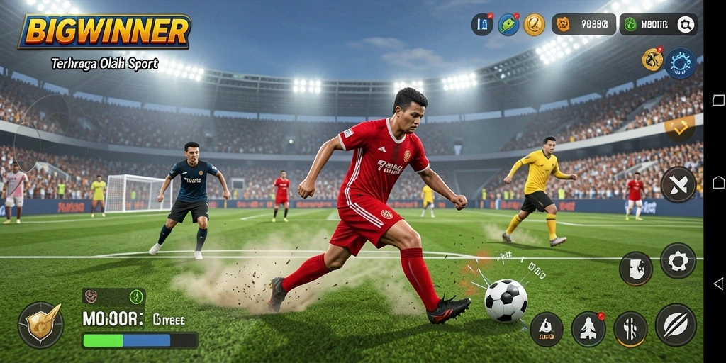 Tampilan screenshot BIGWINNER menampilkan aksi seru dalam permainan olahraga.