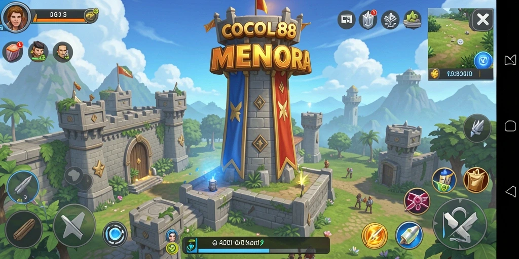 Screenshot COCOL88 menampilkan aksi pertahanan menara yang intens.