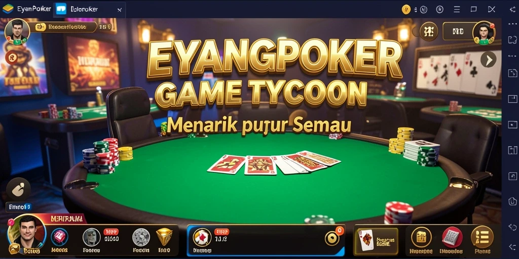 Tampilan gameplay EYANGPOKER yang menampilkan keseruan manajemen kasino.