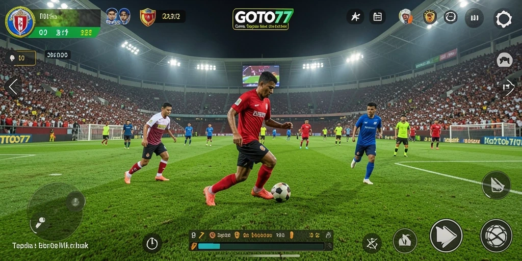 Tangkapan layar utama GOTO77 menampilkan serunya gameplay sepak bola.