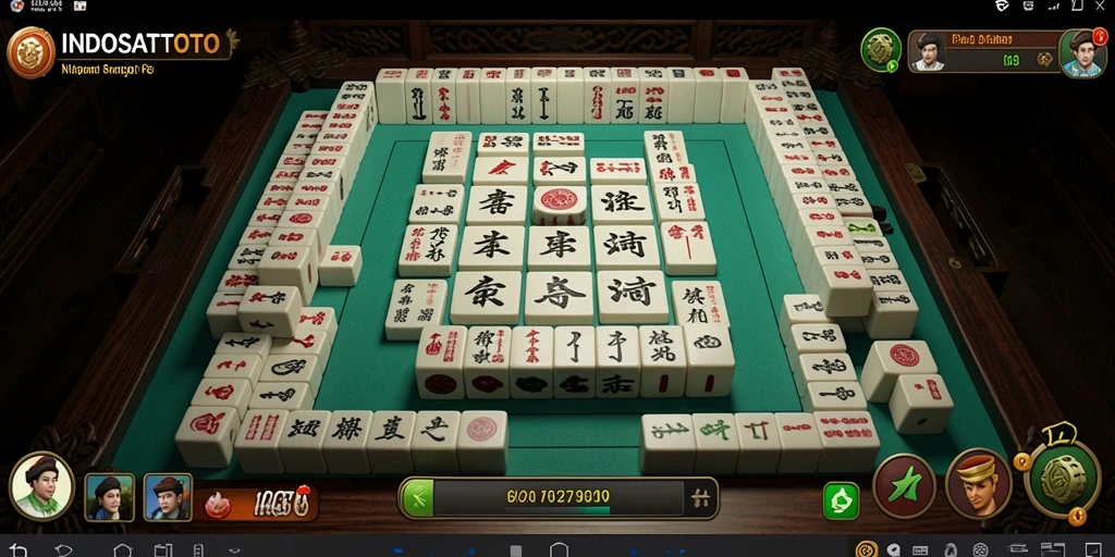 Tampilan gameplay menarik dari INDOSATTOTO yang menampilkan serunya bermain Mahjong.