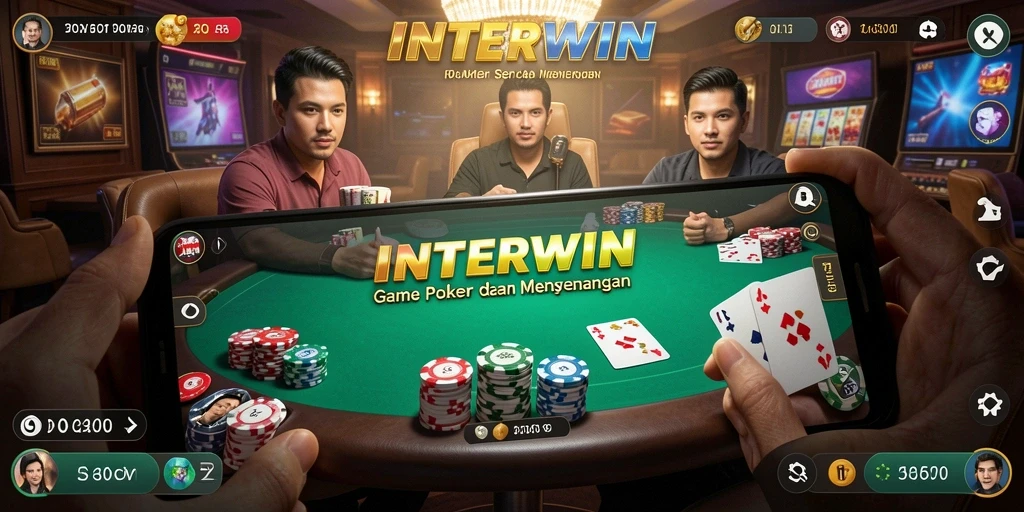 Tampilan antarmuka INTERWIN yang kaya dan menarik saat bermain Poker.
