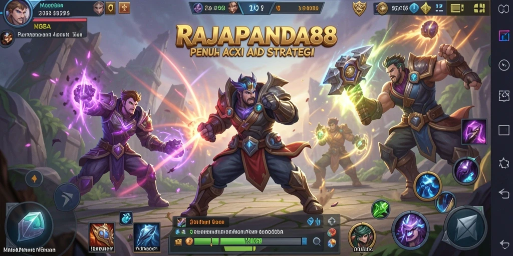 Tampilan gameplay seru di RAJAPANDA88 dengan pertarungan tim.