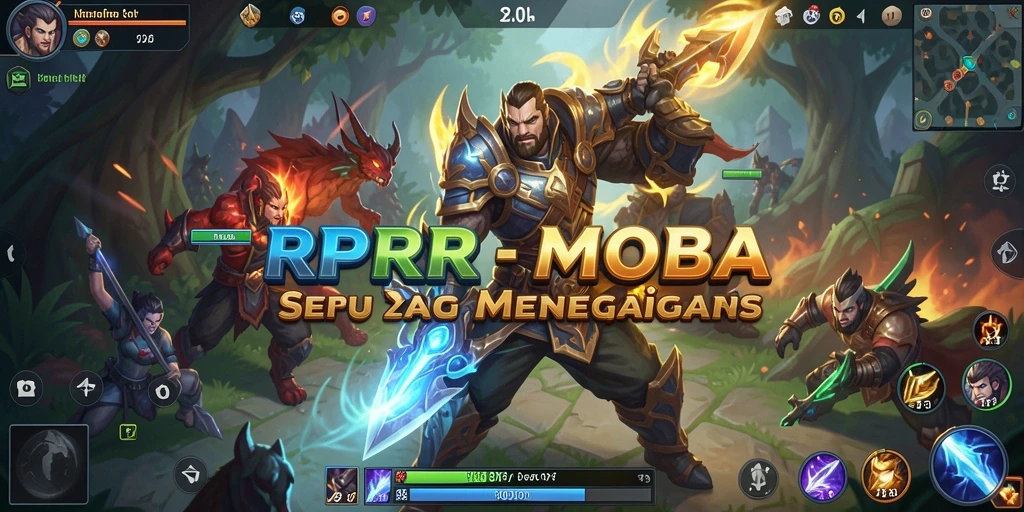 Screenshot menunjukkan aksi intens dalam gameplay MOBA.