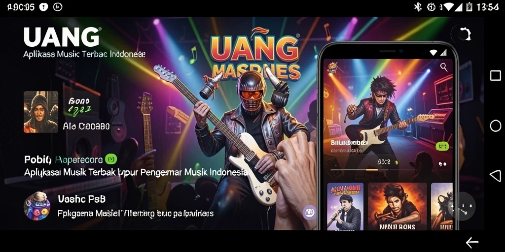 Tampilan utama UANG menampilkan daftar lagu dan playlist yang menarik.